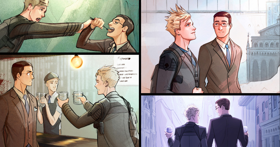 Four preview illustrations from The Water Date: Merritt's Story Extra